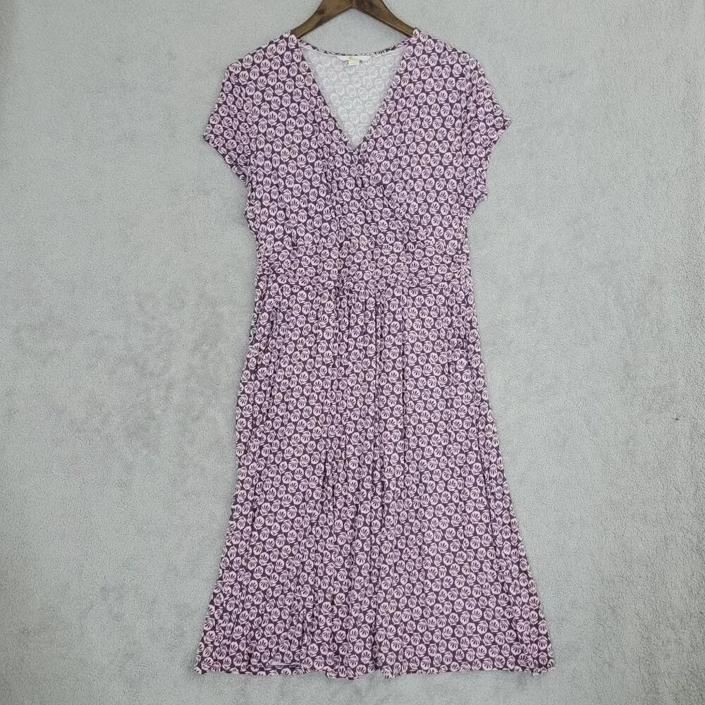 Boden Women's Floral Print Wrap Midi Dress Size 12 Short sleeve Fit & Flare